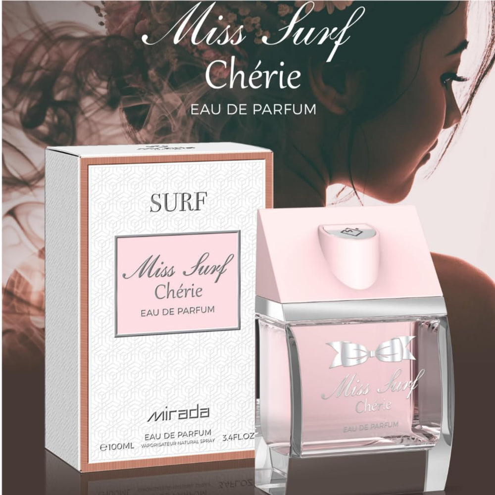 MIRADA Miss Surf Chérie bottle on a dresser for gifting