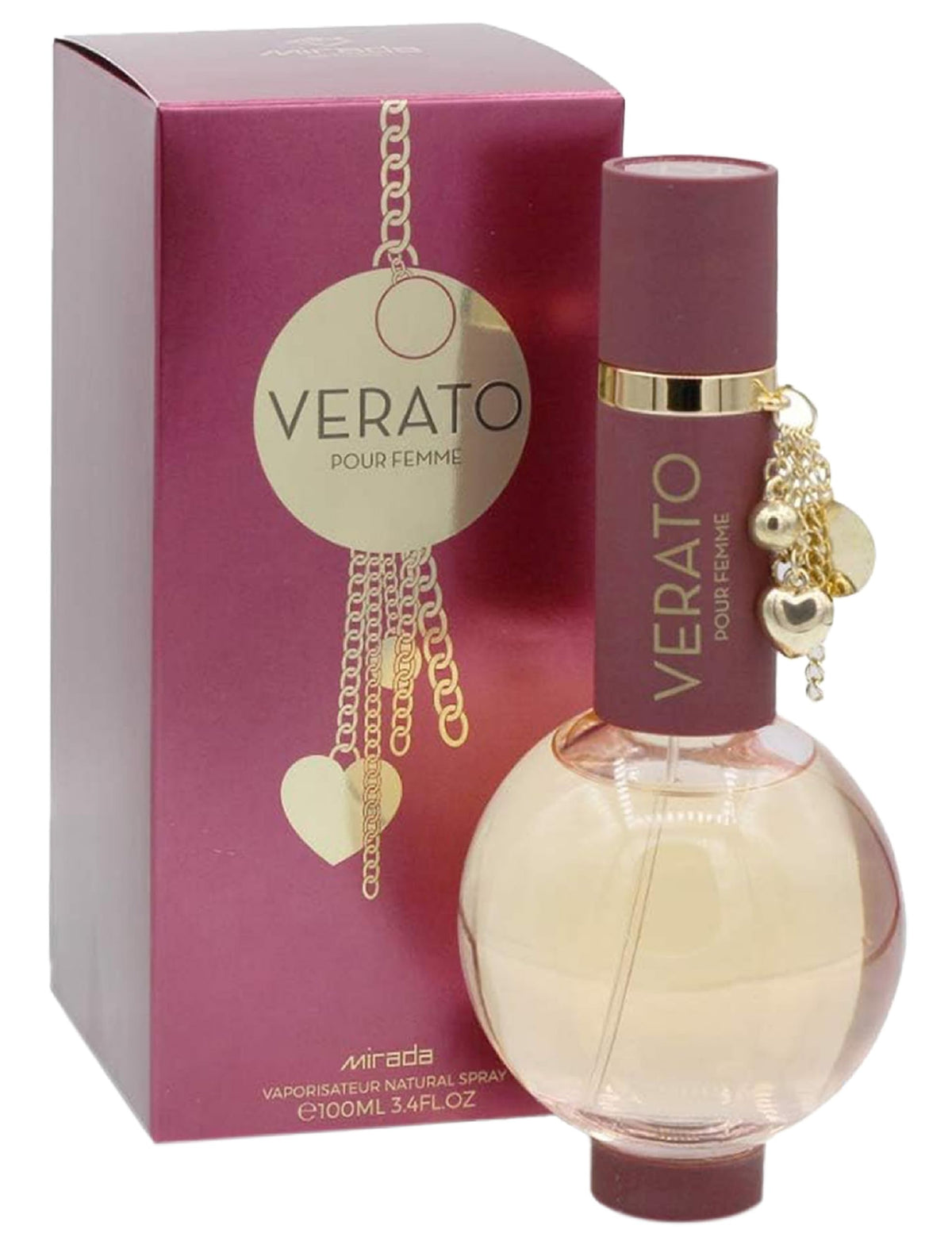 MIRADA Verato bottle front view with elegant design and lasting fragrance.
