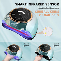 MIRAGE LAYON LED display showing precise timer for gel manicures