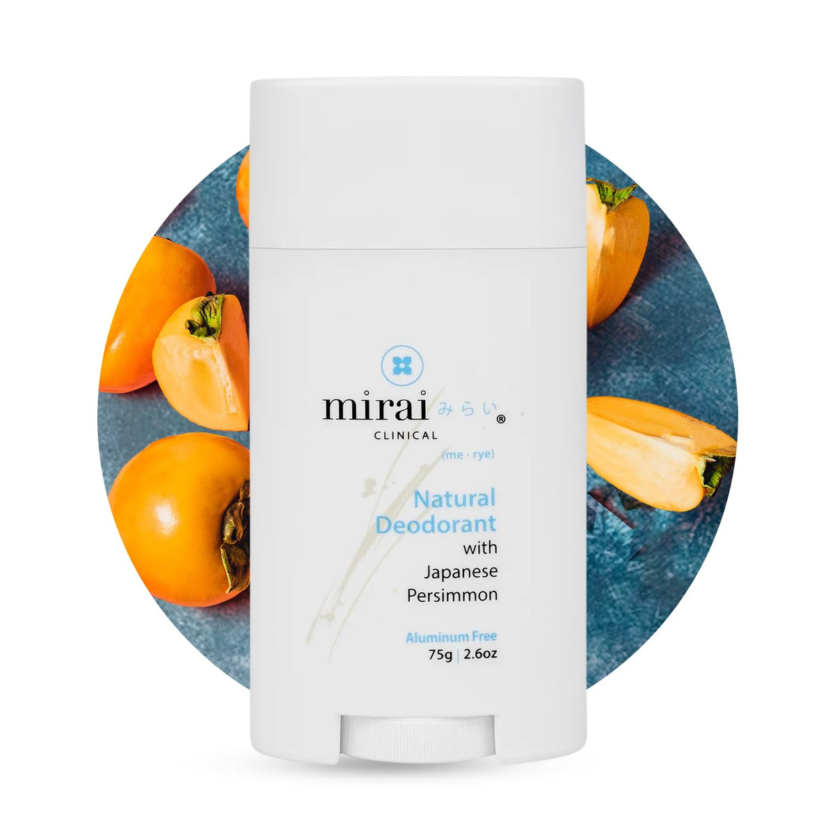Mirai Clinical unscented deodorant 75g bottle for aluminum-free daily use.
