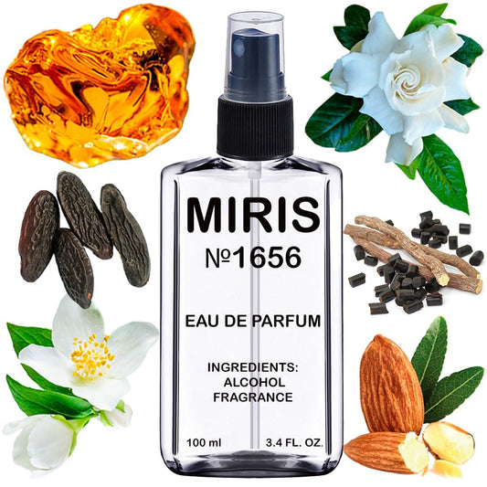 MIRIS No. 1656 Jasmin Noir-inspired bottle on vanity.