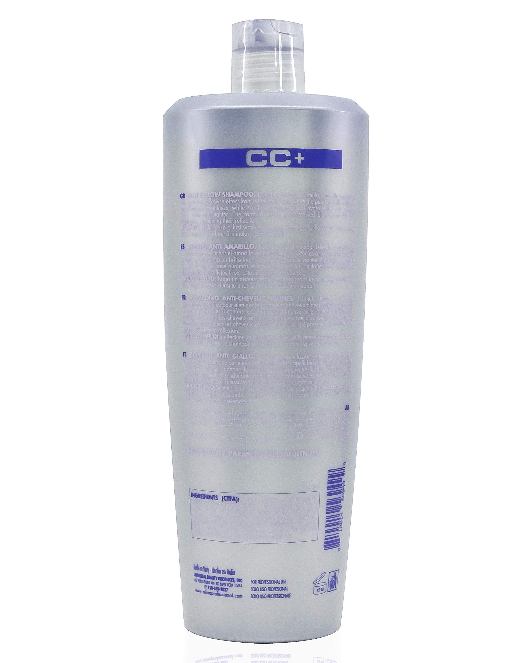 Mirna Professional Color Care NO Yellow Shampoo blueberry extract adds gentle conditioning and color balance.