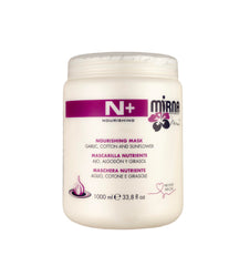 Mirna Professional N+ Nourishing Mask with garlic for deep hydration and silky hair.