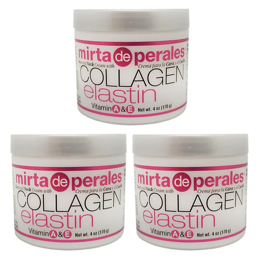 Mirta de Perales collagen-elastin cream 3-pack front view for hydrated, radiant skin.