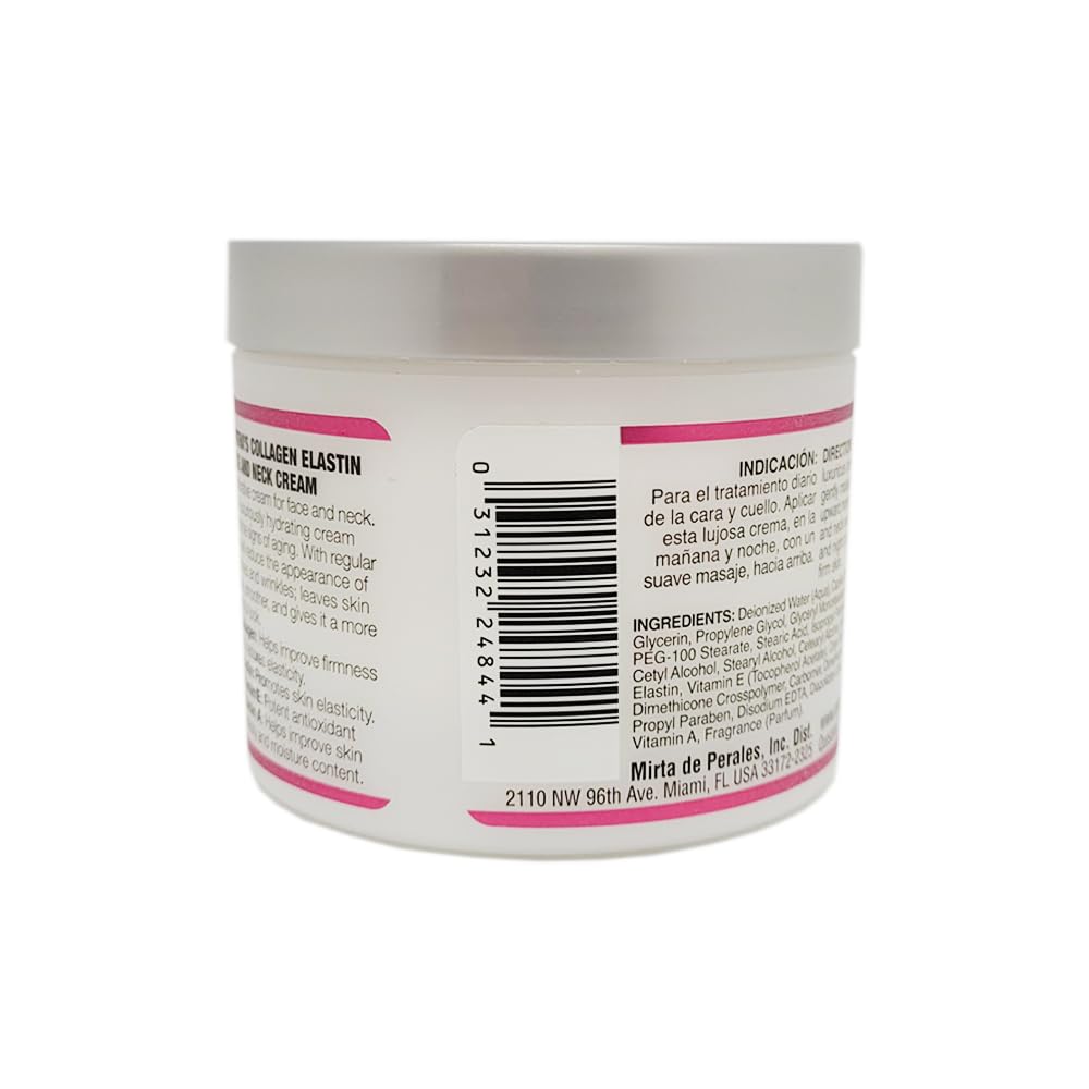 Face and neck application scene with Mirta de Perales collagen-elastin cream.