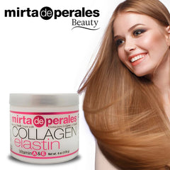 Packaging variations showcase Mirta de Perales collagen-elastin cream 3-pack.