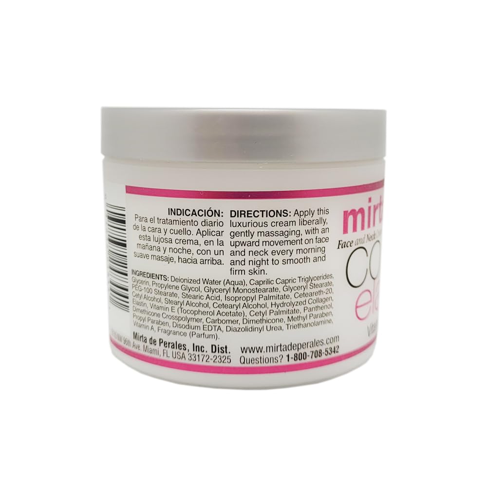 Vitamin A and E nourish with Mirta de Perales collagen-elastin cream.