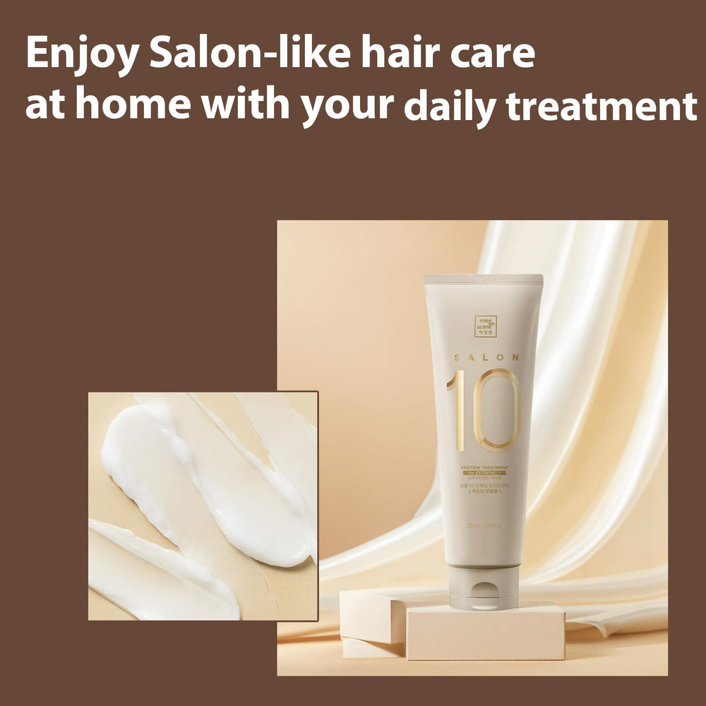 Mise En Scene Salon 10-second repair action illustrates rapid treatment.