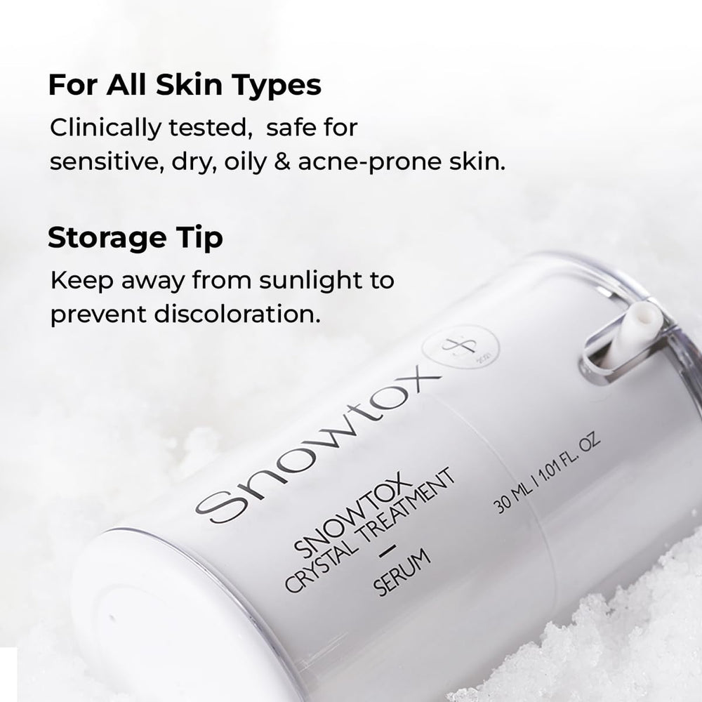 Miss Myer SnowTox serum application close-up demonstrates smooth glide on skin.