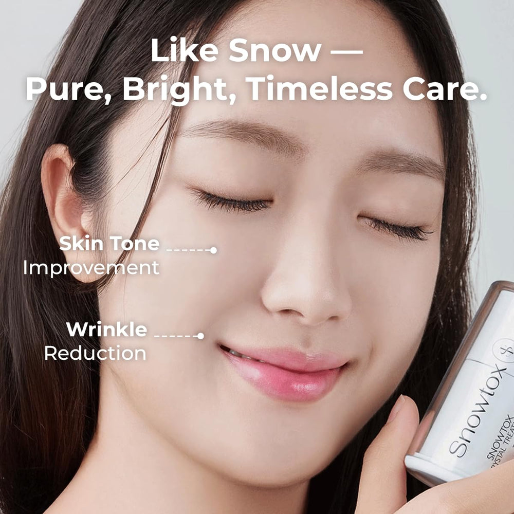 Miss Myer SnowTox serum beside a clean setup hints at an even-toned glow.