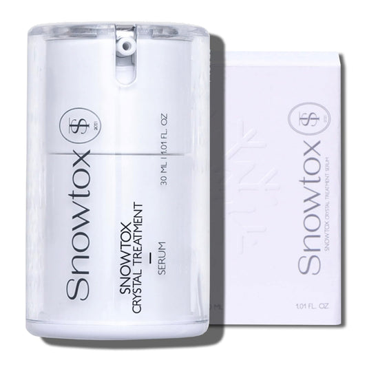 Miss Myer SnowTox serum bottle close-up showcasing hydration-boosting formula.