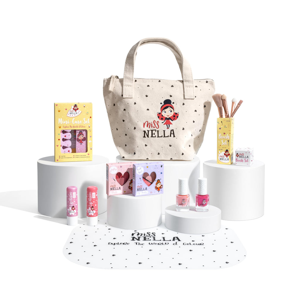 Miss Nella Bag of Wonder canvas bag ready for kid-friendly makeup use
