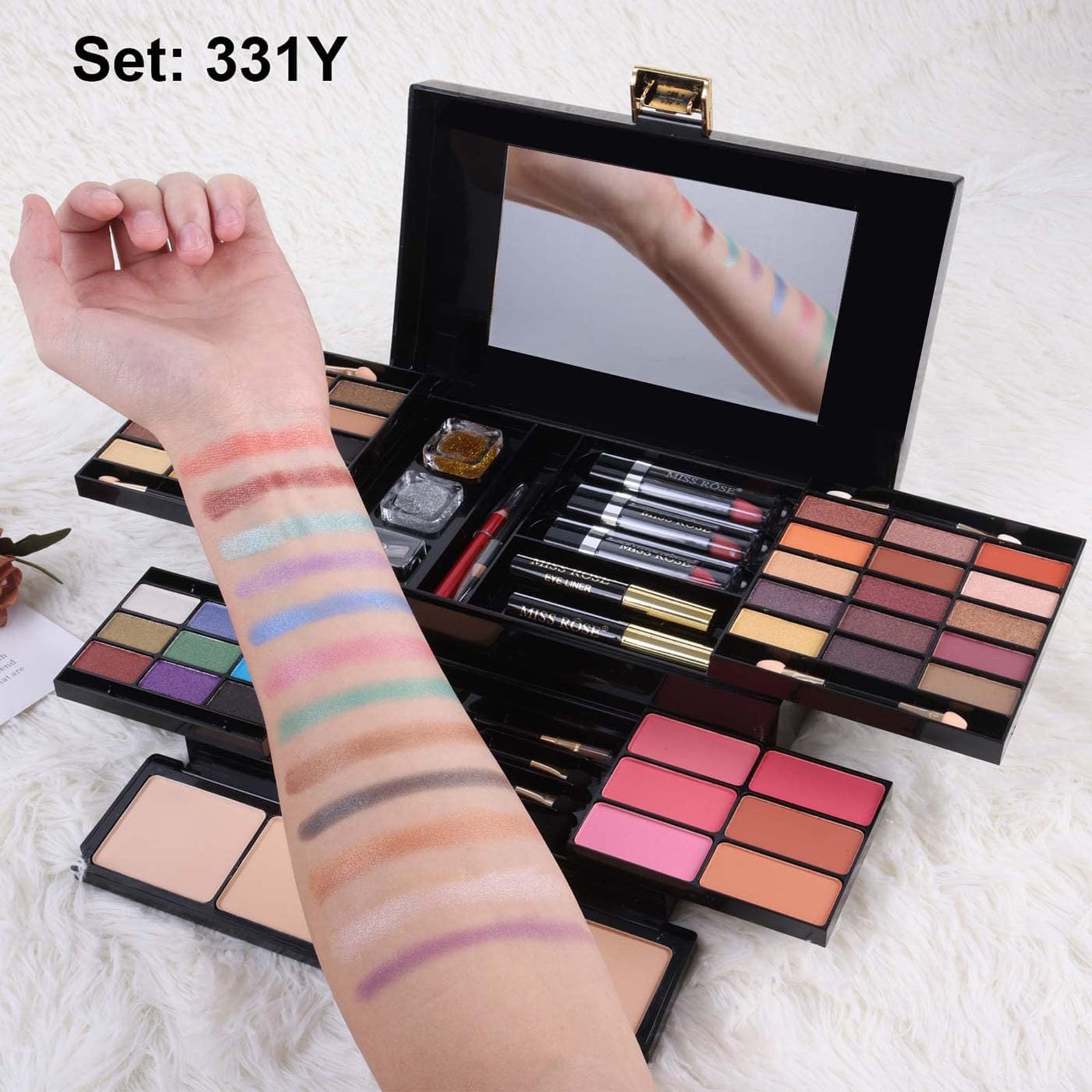 Miss Rose M58 mirror and brush set for on-the-go makeup