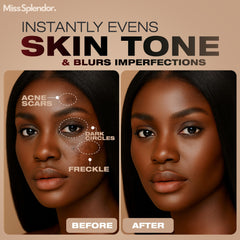 Miss Splendor Beauty Balm Skin Tint embossed packaging signals premium, travel-friendly design.