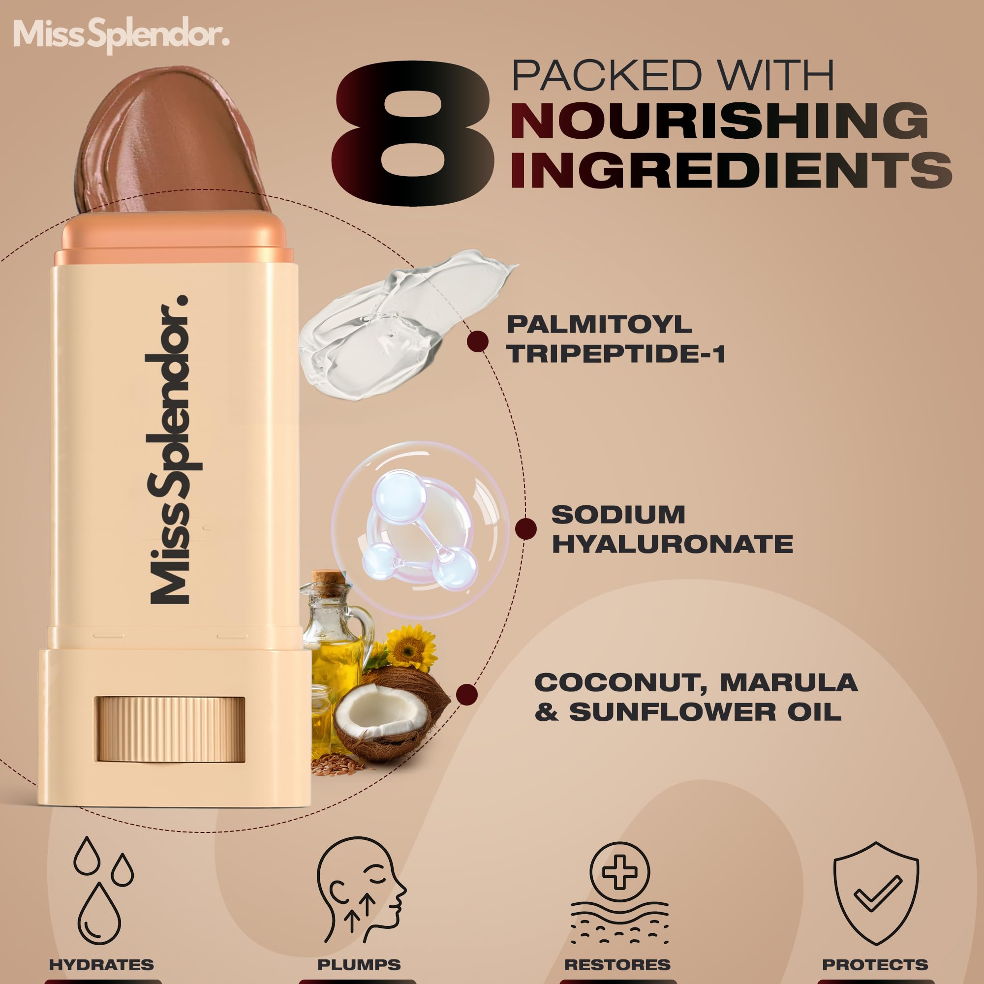 Miss Splendor Beauty Balm Skin Tint soft brush ensures seamless application and buildable coverage.