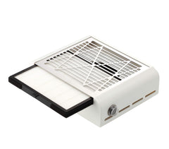 Miss Sweet electric nail dust collector during manicure reduces dust for a cleaner workspace.