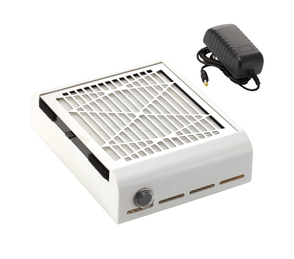 Miss Sweet electric dust collector on clean workspace with sweet white finish.