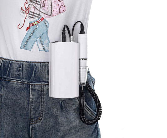 Miss Sweet portable nail drill handpiece with easy slide-in/out chuck.