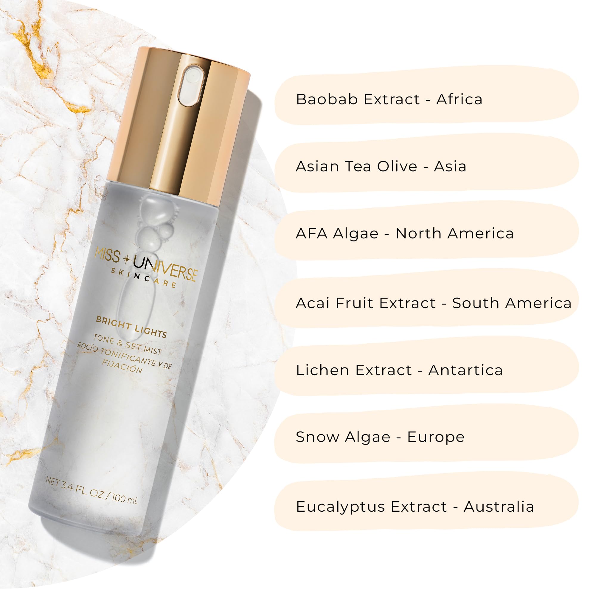 Miss Universe Skincare Bright Lights Toner hyaluronic acid droplet for plump skin