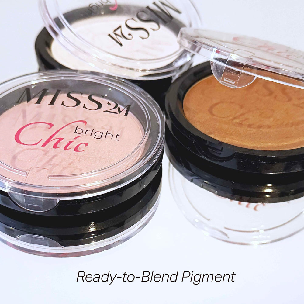 MISS2M highlighter in a makeup bag lifestyle shot for on-the-go brightness