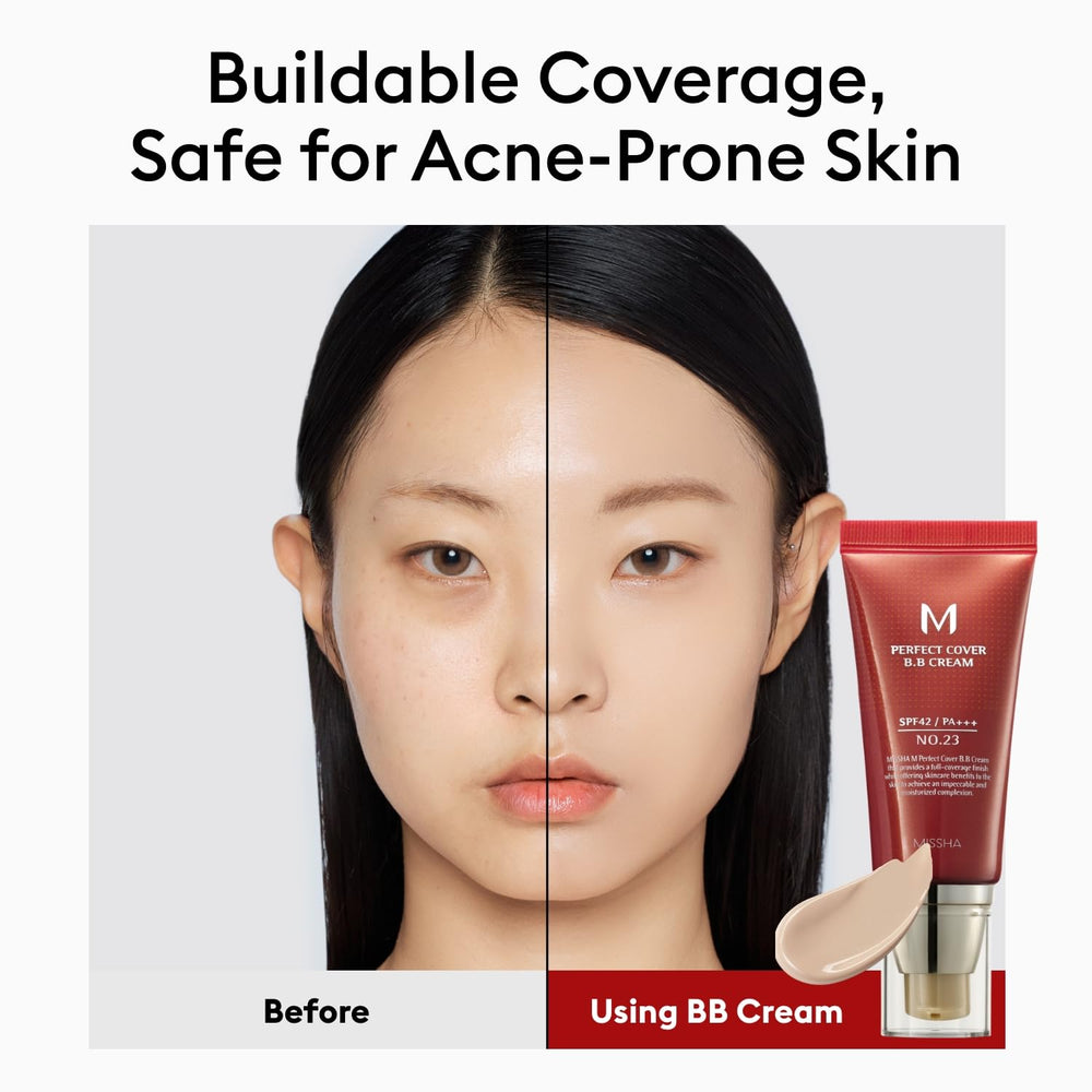 MISSHA M Perfect Cover BB Cream No.23 application on the face.