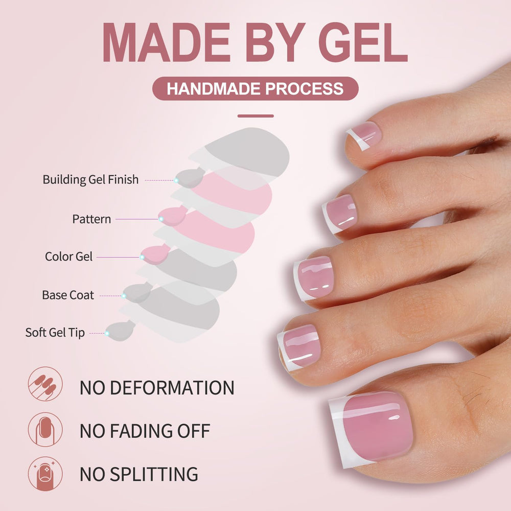 Misssix soft gel toe nails texture closeup highlights flexible, soak-off friendly material