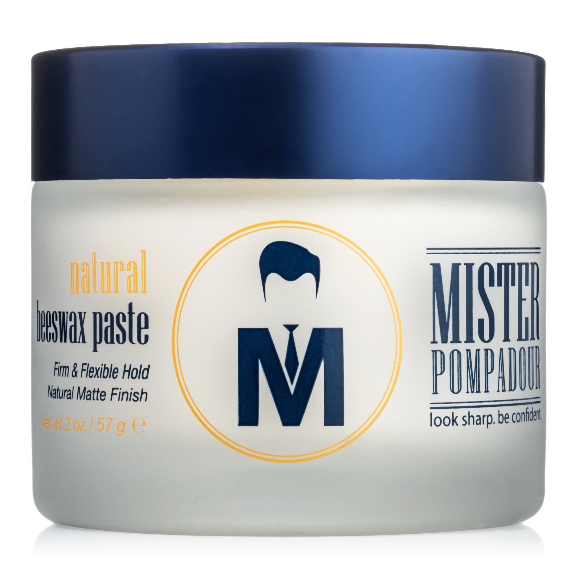 Mister Pompadour paste jar close-up highlighting high hold.