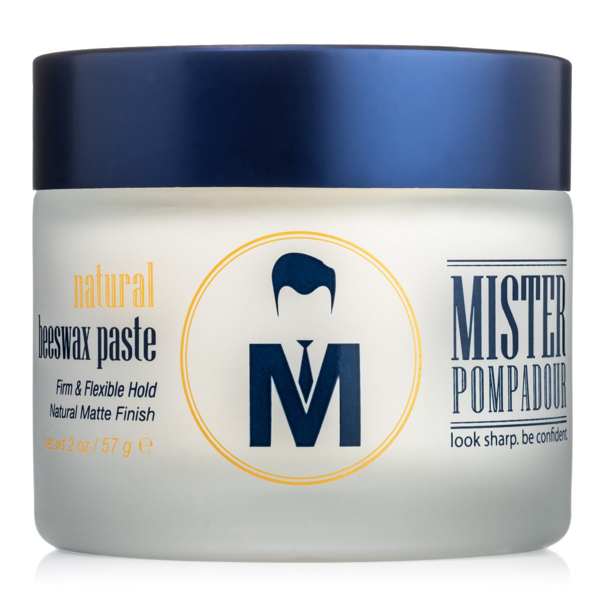 Mister Pompadour paste jar close-up highlighting high hold.