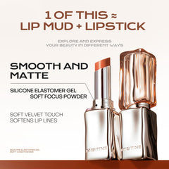 Mistine Thai Latte Lipstick demonstrates color-locking formula on swatch for longevity.