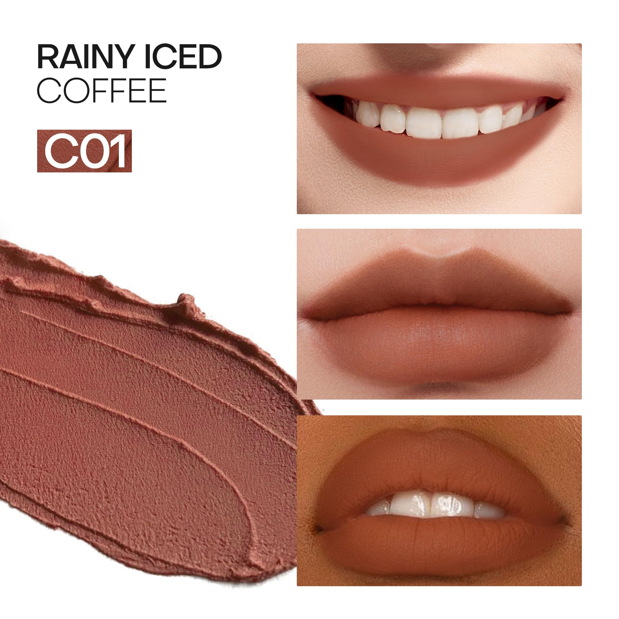 Mistine Thai Latte Lipstick ice-texture detail highlights translucent, cool-toned shine.