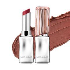 Mistine Thai Latte Lipstick tube close-up reveals creamy texture for smooth color.