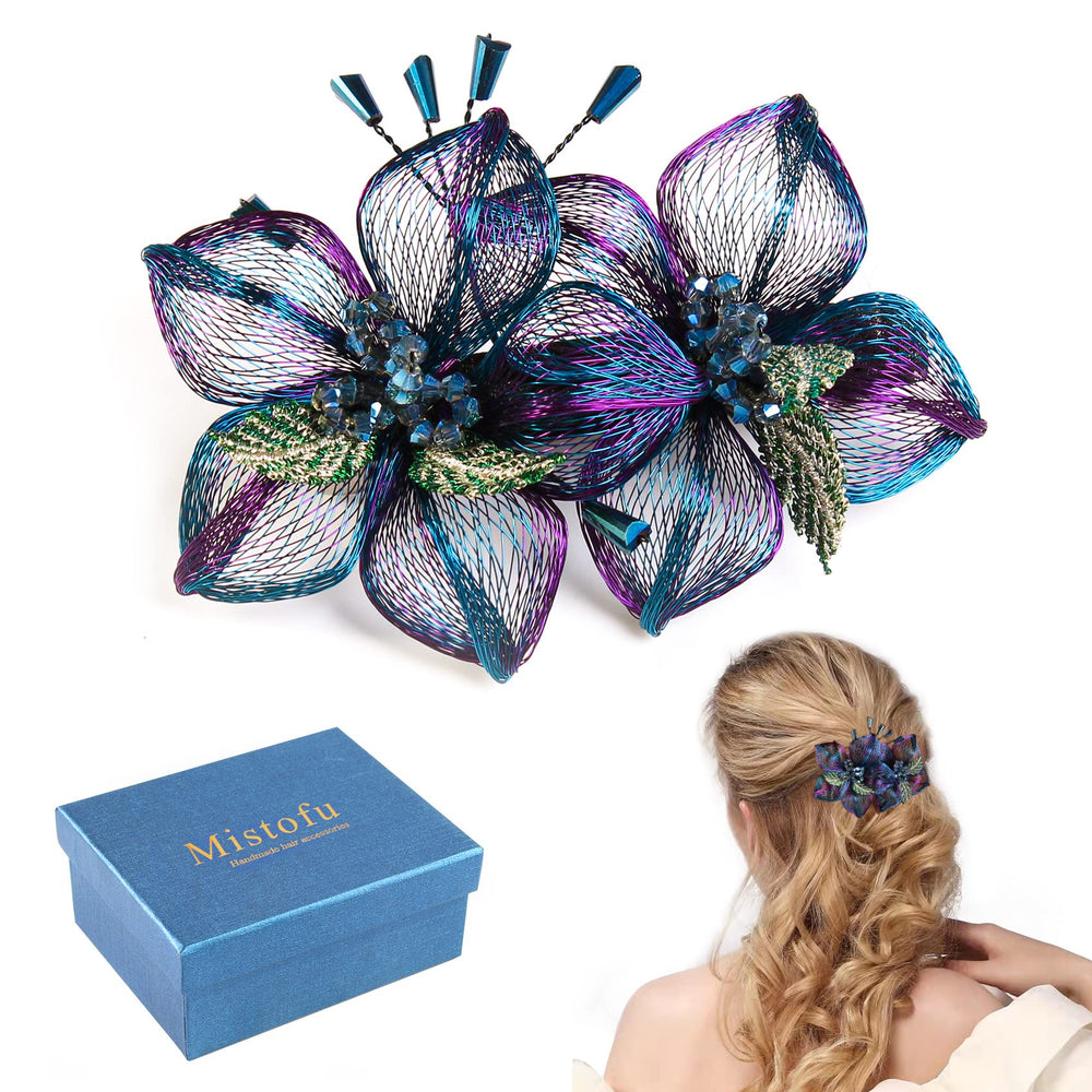 Mistofu copper wire braided barrette close-up, showcasing handmade artistry and sparkle.