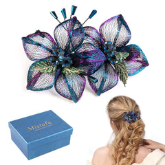 Mistofu copper wire braided barrette close-up, showcasing handmade artistry and sparkle.
