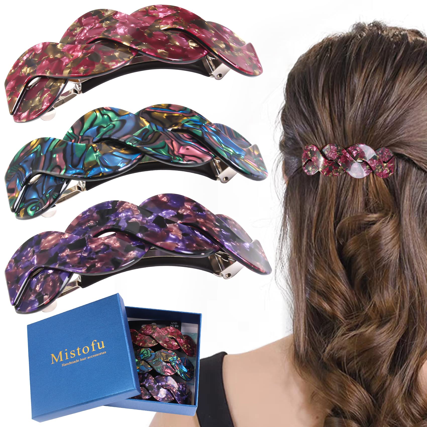 Mistofu chic tortoise-shell barrettes elevate daily looks with secure hold.