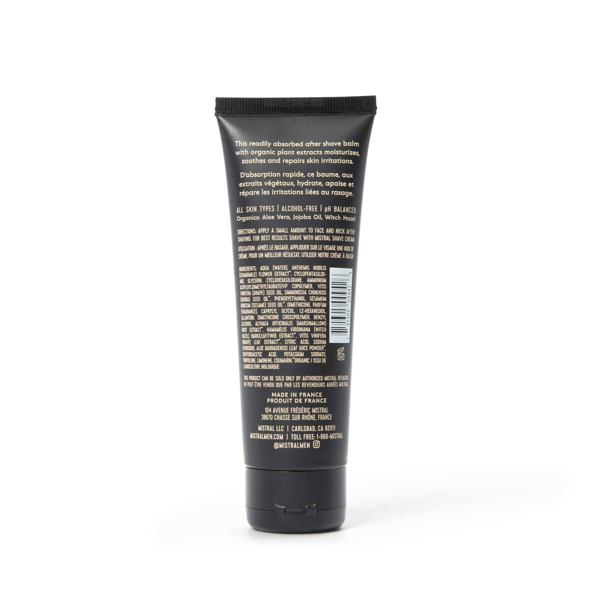 Mistral Bourbon Vanilla balm label detail emphasizes brand and hydration-focused formula.