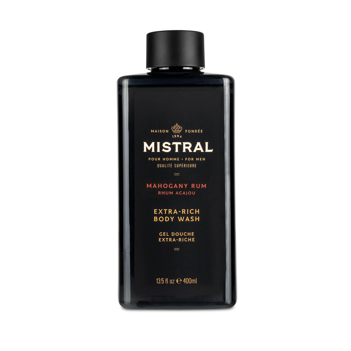 Mistral Mahogany Rum bottle showing premium scent for daily cleansing.