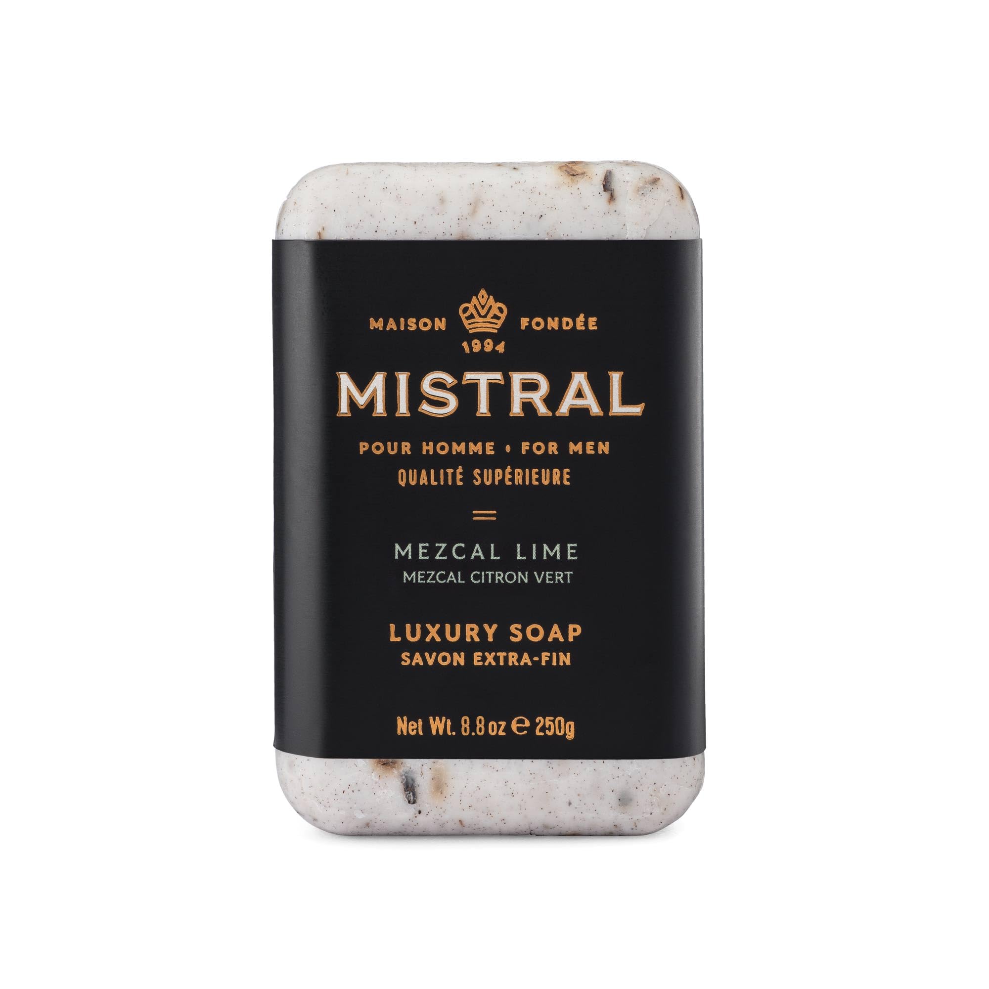 Mistral Mezcal Lime packaging showcases premium craftsmanship for a refined cleansing experience.