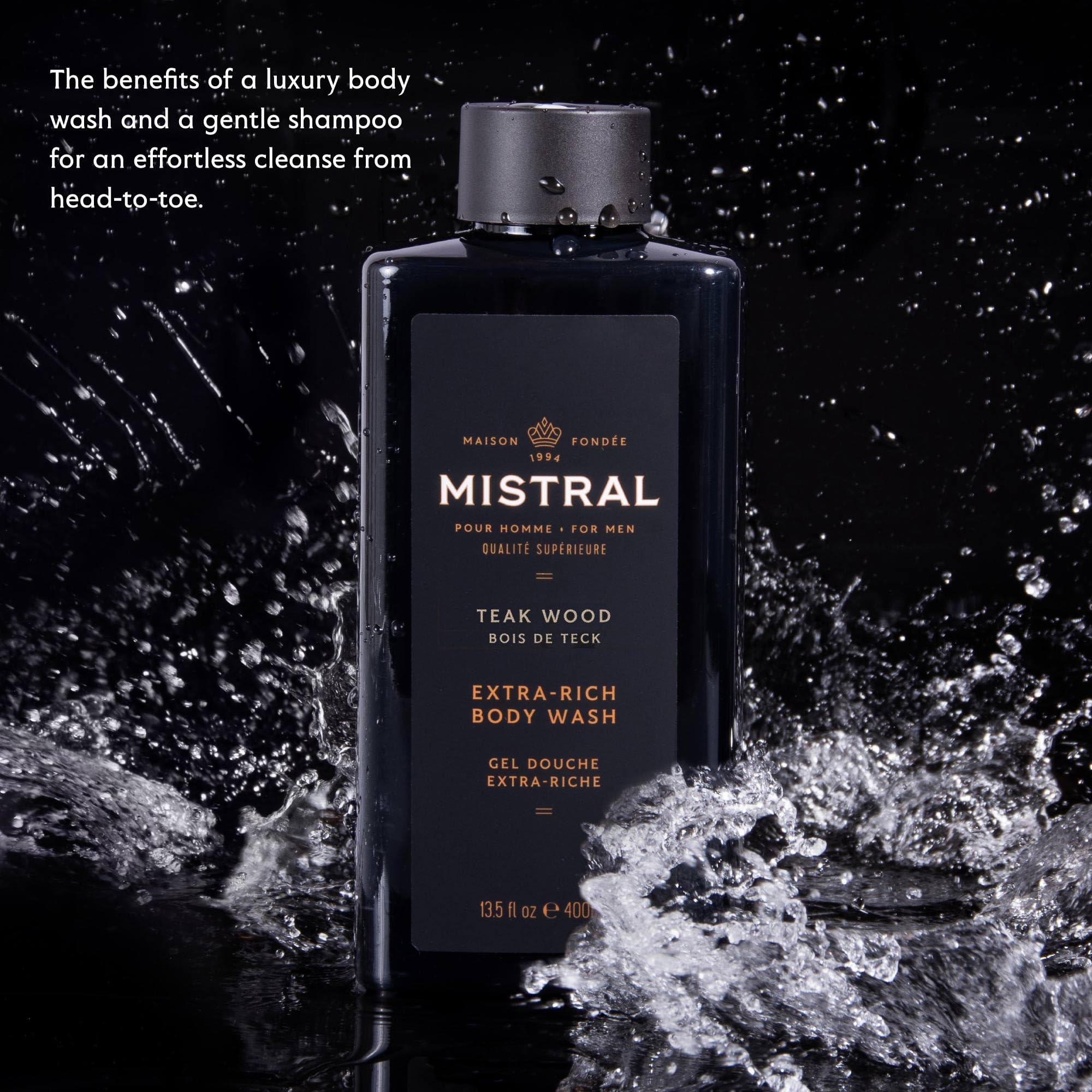 Mistral Teakwood gel applied to hair for conditioning.