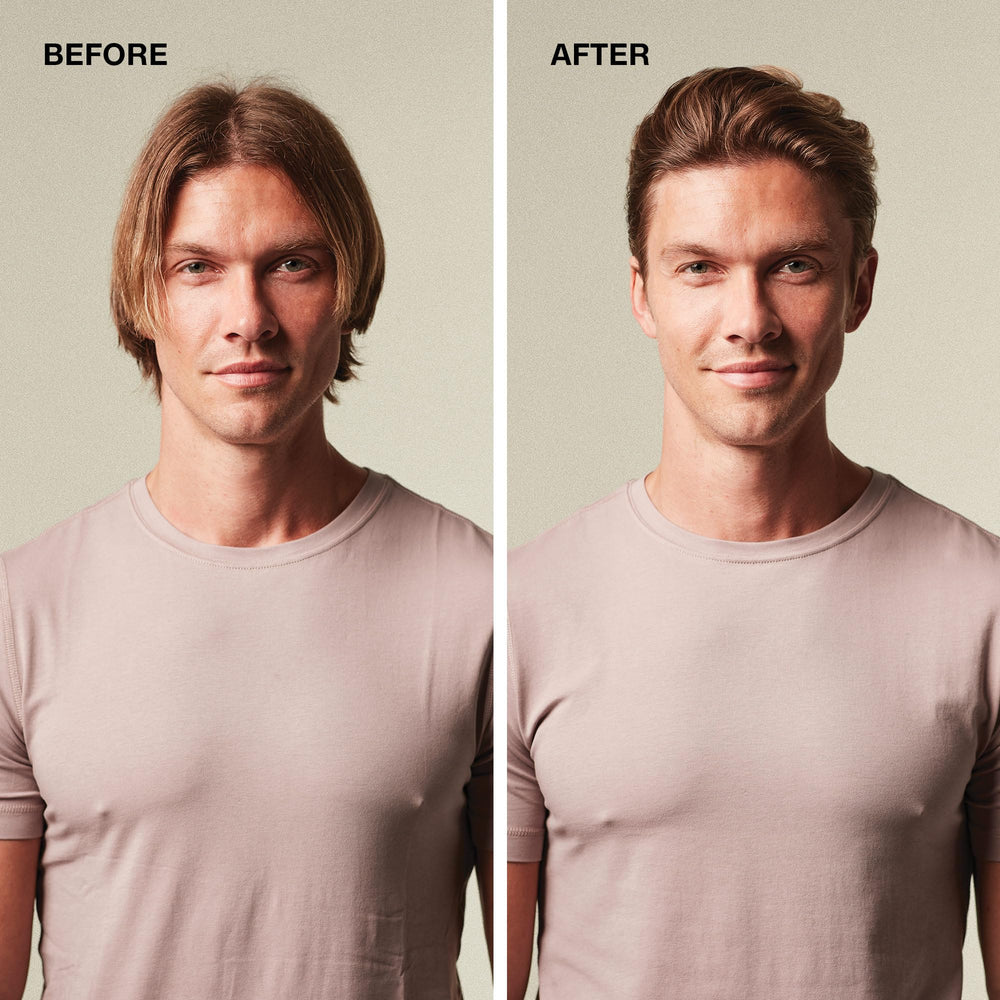 Hands applying MITCH Cream for a flexible, natural look