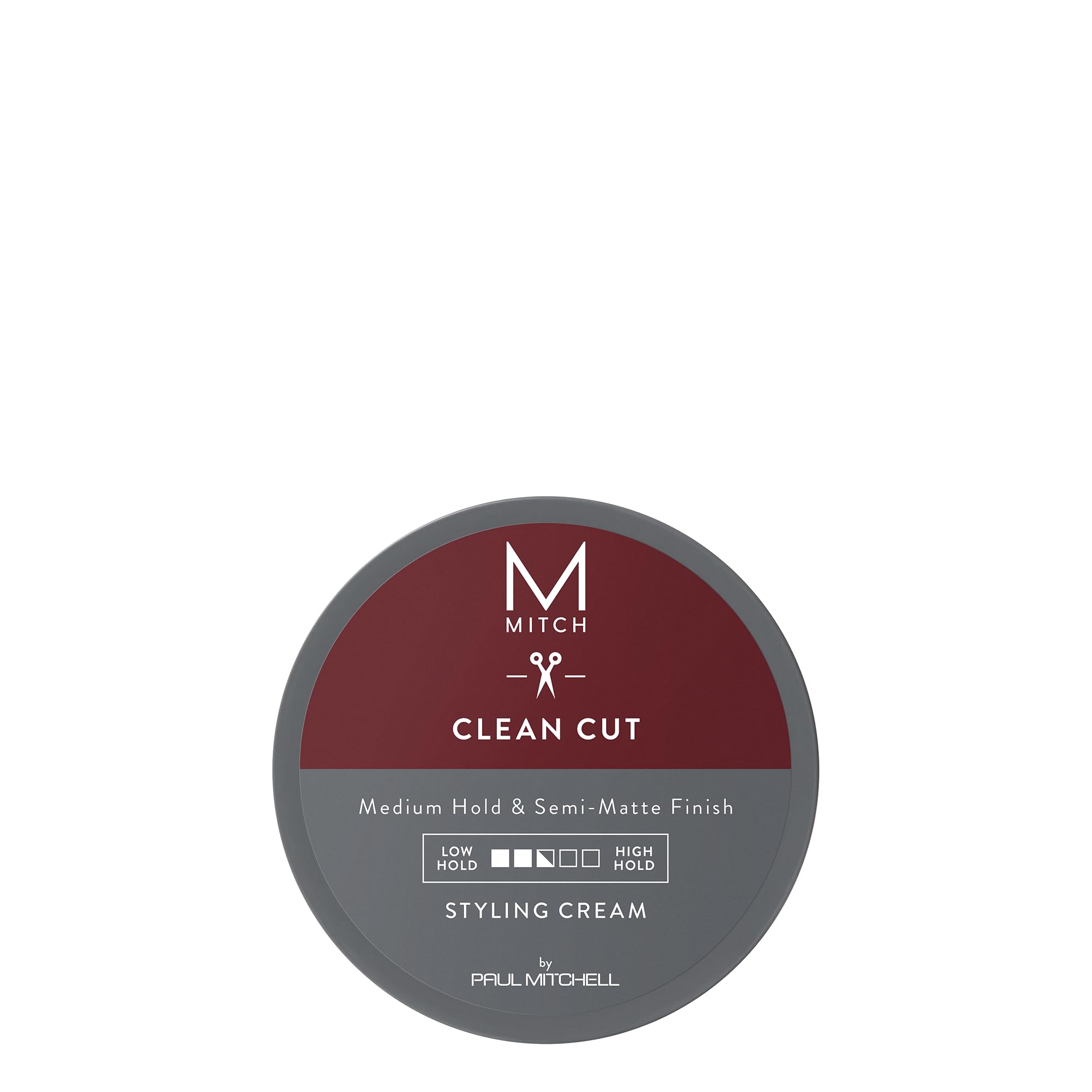 MITCH Clean Cut Styling Cream jar showing pliable hold for easy shaping