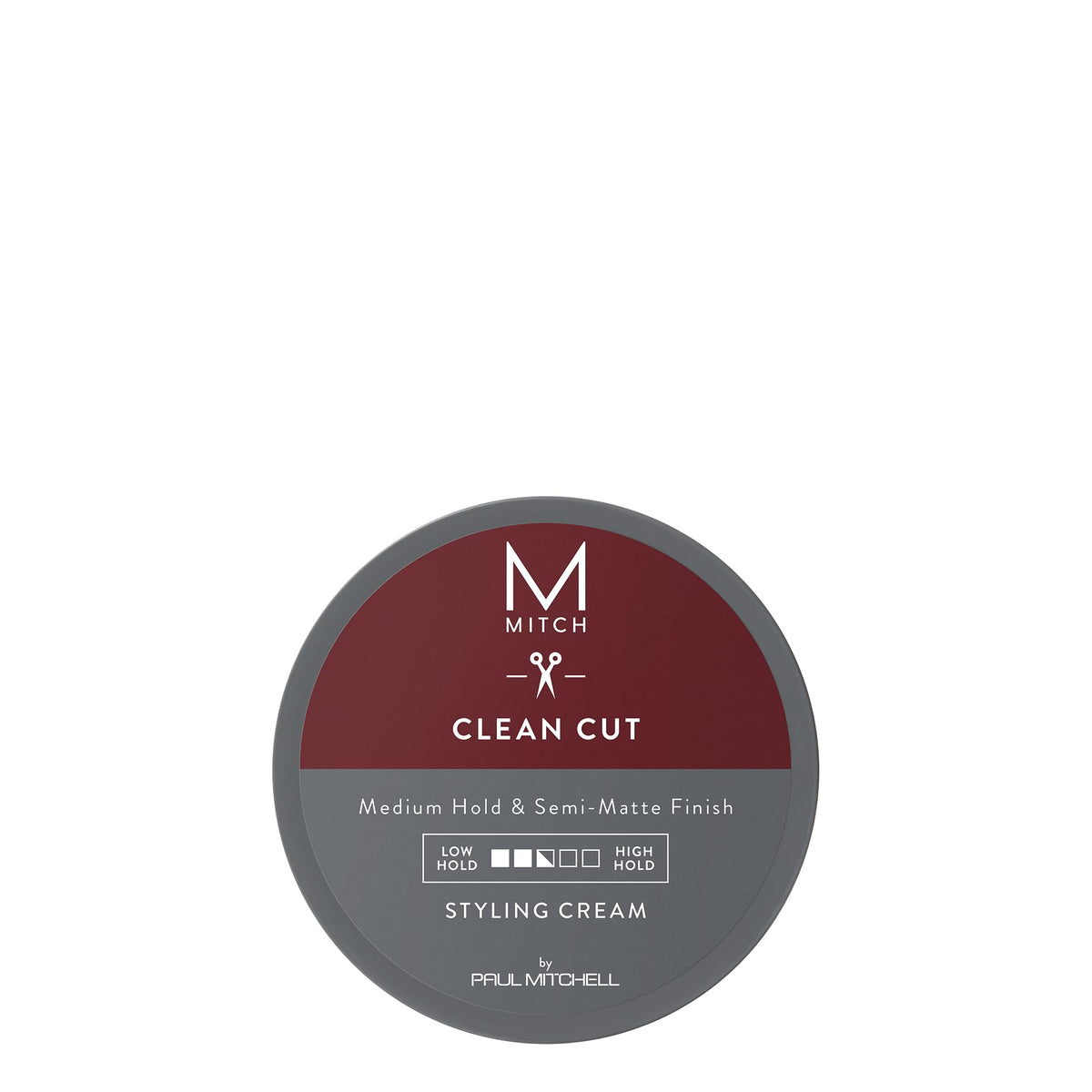 MITCH Clean Cut Styling Cream jar showing pliable hold for easy shaping