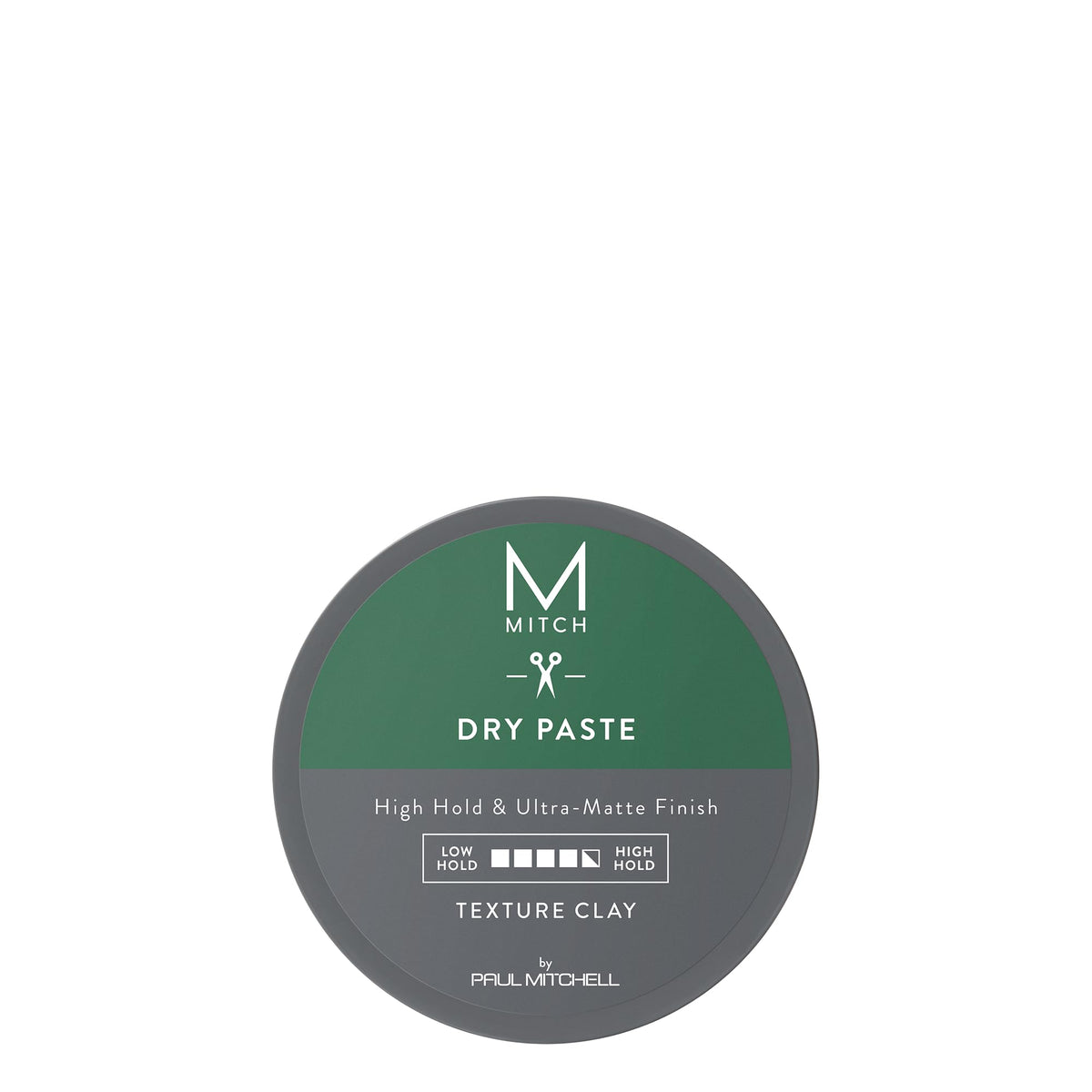 MITCH Dry Paste Texture Clay bottle shows high hold with matte finish.