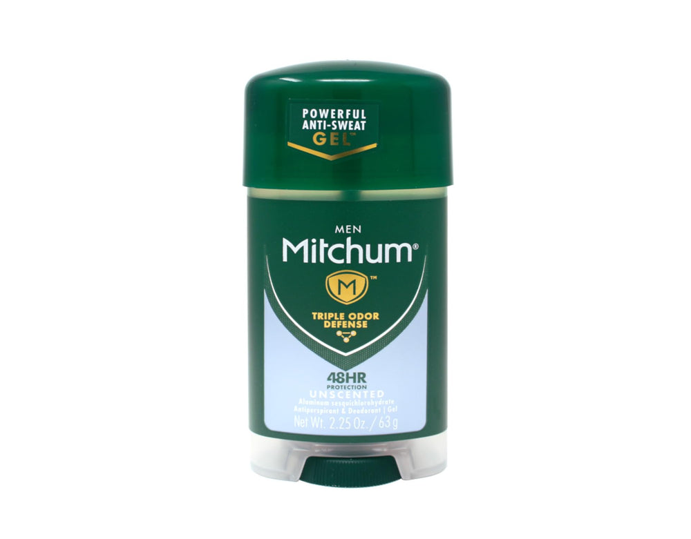 Mitchum Clear Gel Unscented application tip for easy underarm use.