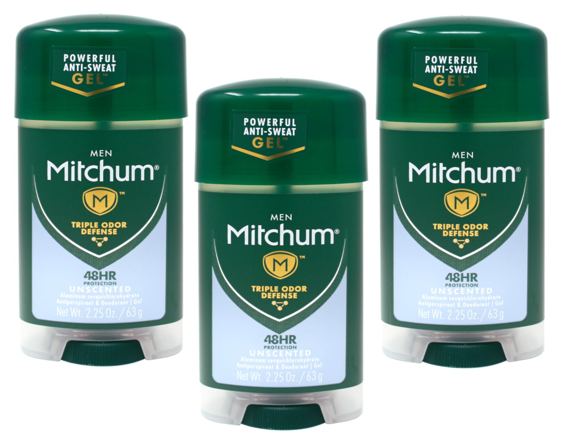 Mitchum Clear Gel Unscented bottle front offering discreet all-day protection.