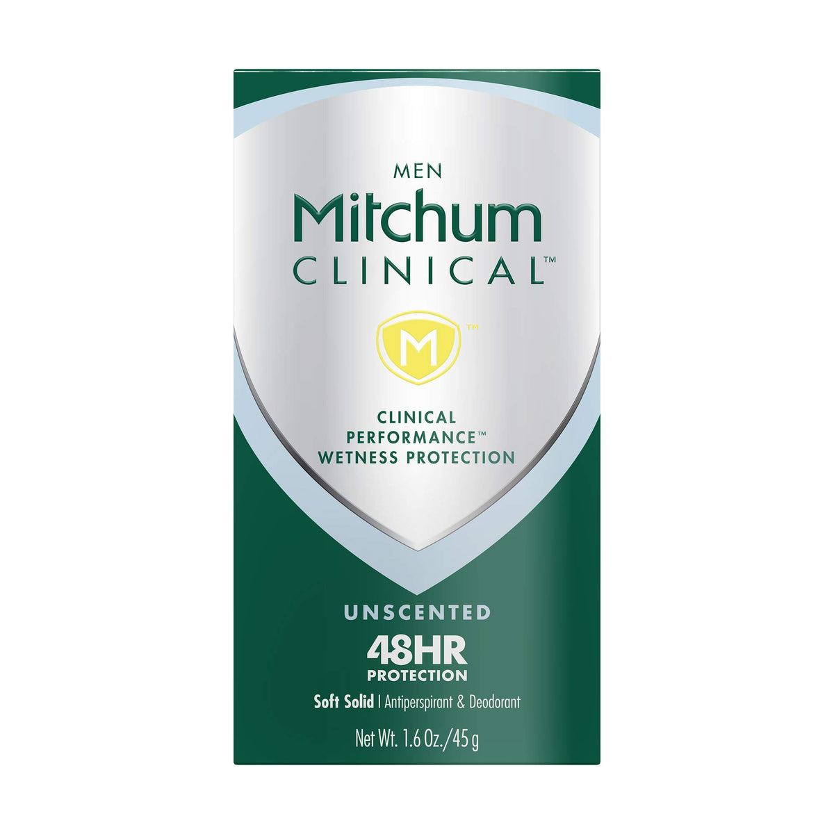 Mitchum Clinical Soft Solid Unscented 1.6 oz tube with reliable odor protection