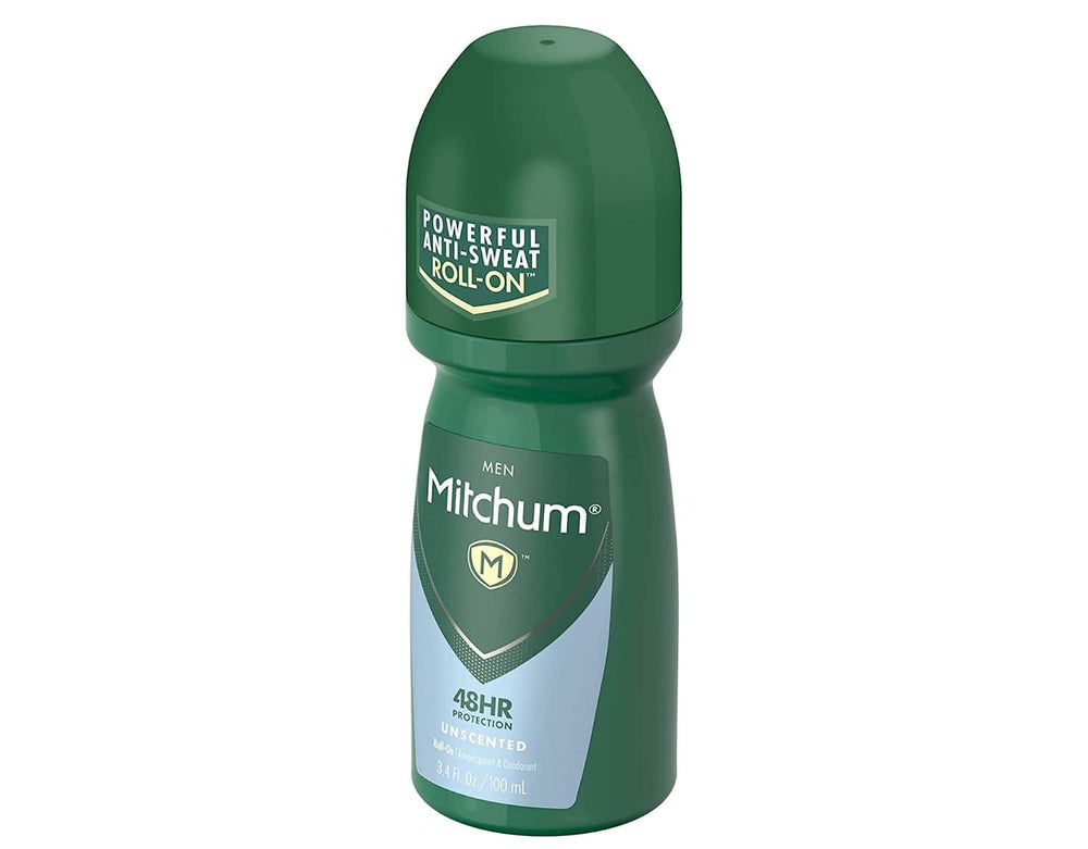 Pack of 3 Mitchum Invisible Unscented Roll-On bottles for value.