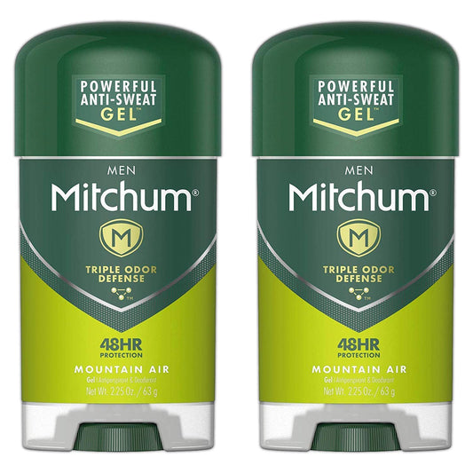 Mitchum Mountain Air clear gel bottle for all-day odor and wetness protection.