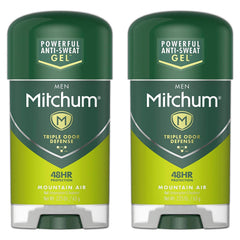 Mitchum Mountain Air clear gel bottle for all-day odor and wetness protection.