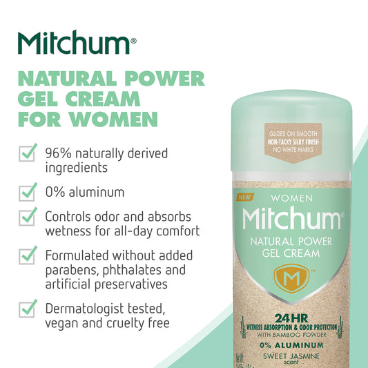 Dispensing action showing smooth application and quick absorption for dry, comfortable underarms.