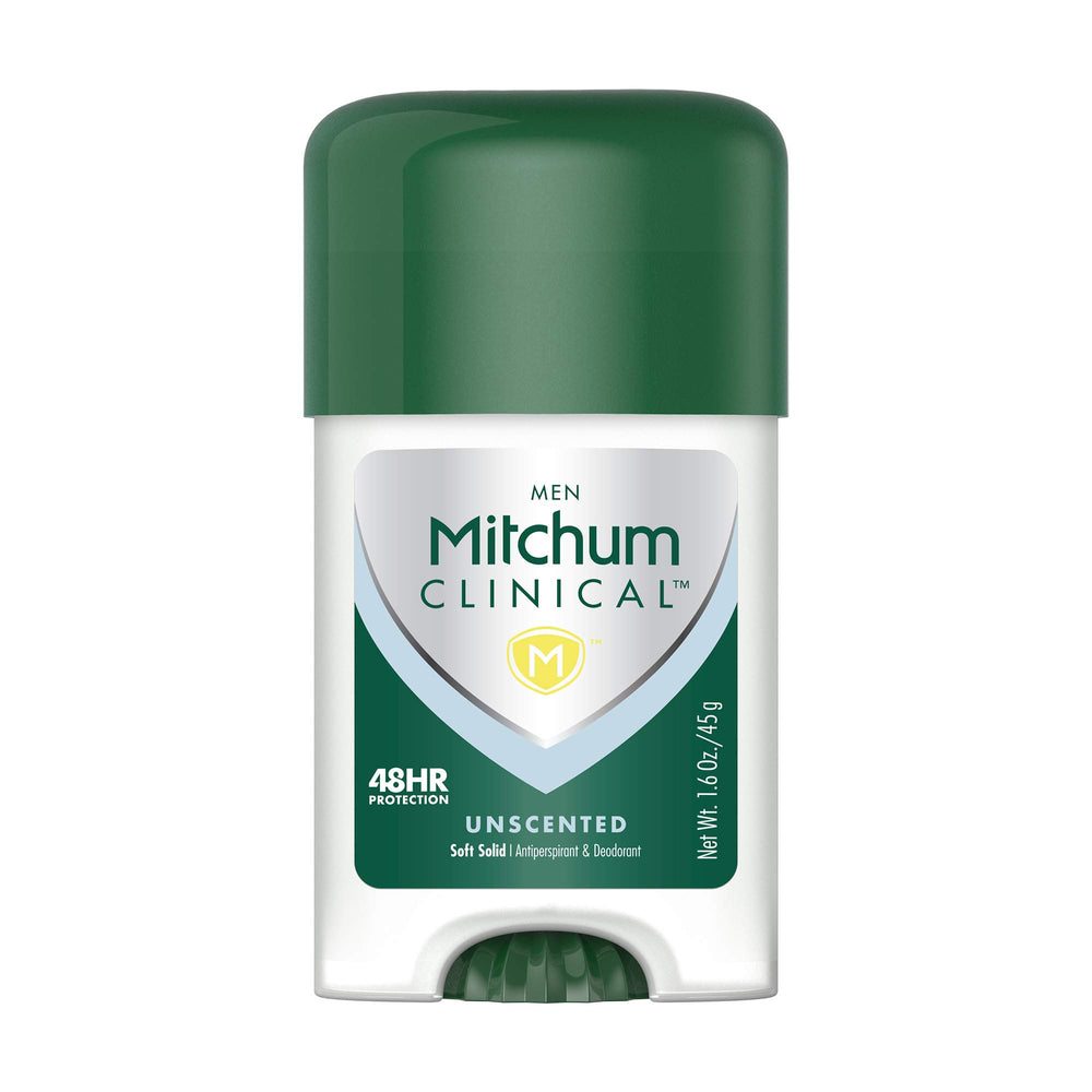 Close-up of Mitchum soft solid texture for smooth, even application